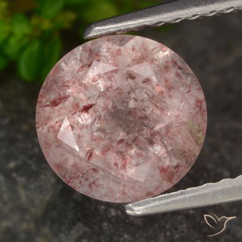 1.98ct Натуральный Светло-розовый Клубничный кварц, Круглый, Полупрозрачный