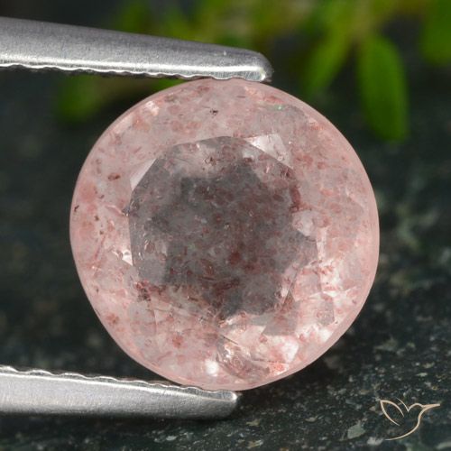 1.85ct Натуральный Светло-розовый Клубничный кварц, Круглый, Полупрозрачный