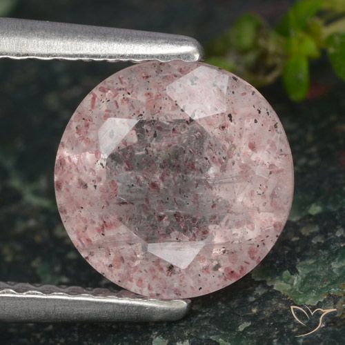 1.56ct Натуральный Светло-розовый Клубничный кварц, Круглый, Полупрозрачный