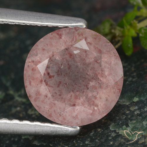 1.59ct Натуральный Светло-розовый Клубничный кварц, Круглый, Полупрозрачный
