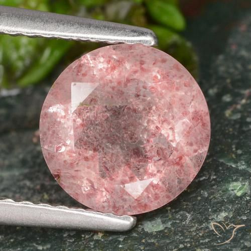 1.62ct Натуральный Светло-розовый Клубничный кварц, Круглый, Полупрозрачный