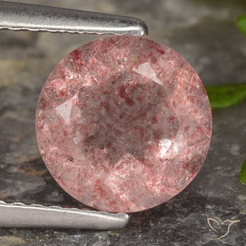 1.81ct Натуральный Средний розовый Клубничный кварц, Круглый, Полупрозрачный