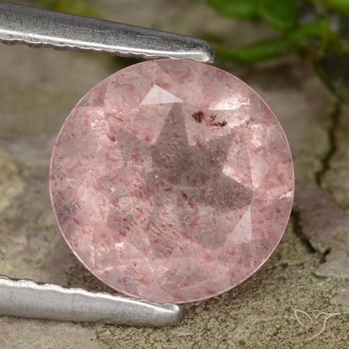 1.61ct Натуральный Светло-розовый Клубничный кварц, Круглый, Полупрозрачный