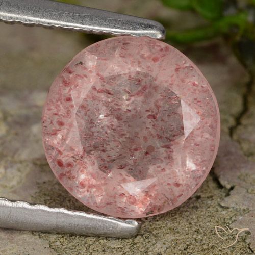 1.51ct Натуральный Светло-розовый Клубничный кварц, Круглый, Полупрозрачный