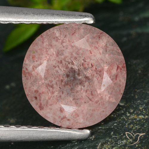 1.83ct Натуральный Светло-розовый Клубничный кварц, Круглый, Полупрозрачный