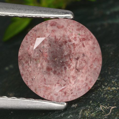 1.73ct Натуральный Землисто-розовый Клубничный кварц, Круглый, Полупрозрачный