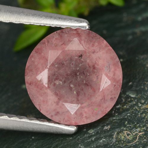 1.74ct Натуральный Розовый тон Клубничный кварц, Круглый, Полупрозрачный