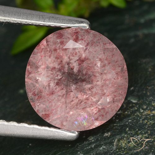 1.96ct Натуральный Оттенки розового Клубничный кварц, Круглый, Полупрозрачный
