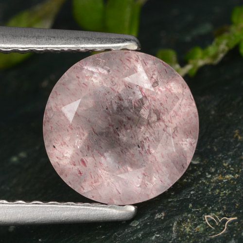 1.78ct Натуральный Светло-розовый Клубничный кварц, Круглый, Полупрозрачный