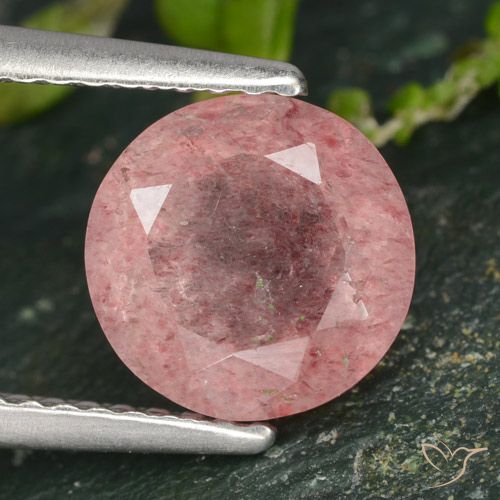 1.77ct Натуральный Оттенки розового Клубничный кварц, Круглый, Полупрозрачный