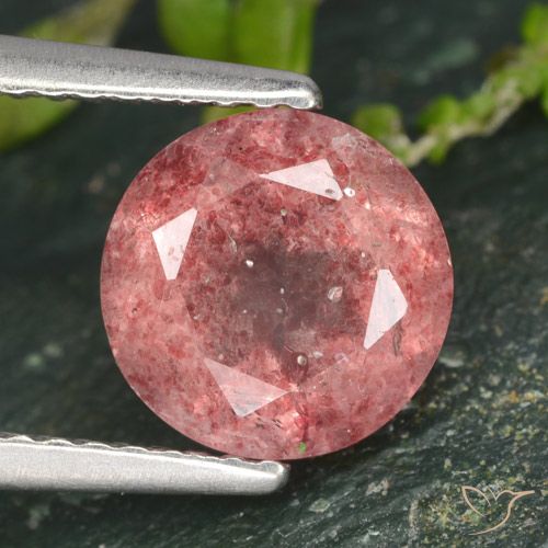 1.77ct Натуральный Оттенки розового Клубничный кварц, Круглый, Полупрозрачный