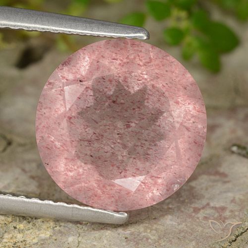 4.16ct Натуральный Землисто-розовый Клубничный кварц, Круглый, Полупрозрачный