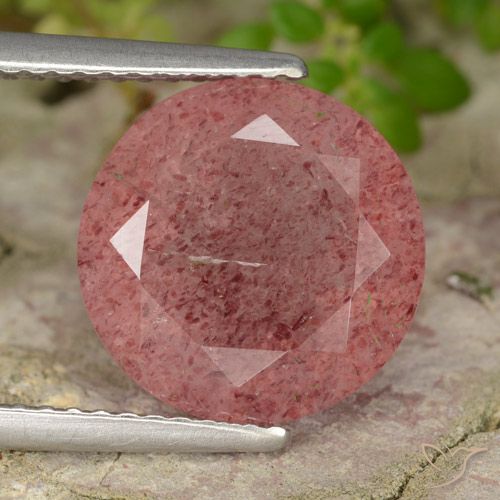4.49ct Натуральный Средний розовый Клубничный кварц, Круглый, Полупрозрачный