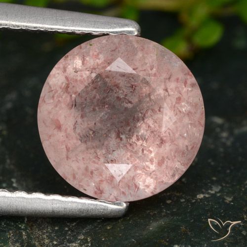 1.73ct Натуральный Светло-розовый Клубничный кварц, Круглый, Полупрозрачный
