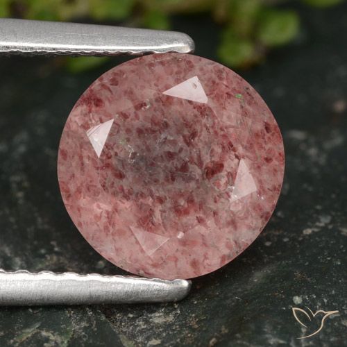 1.93ct Натуральный Средний розовый Клубничный кварц, Круглый, Полупрозрачный