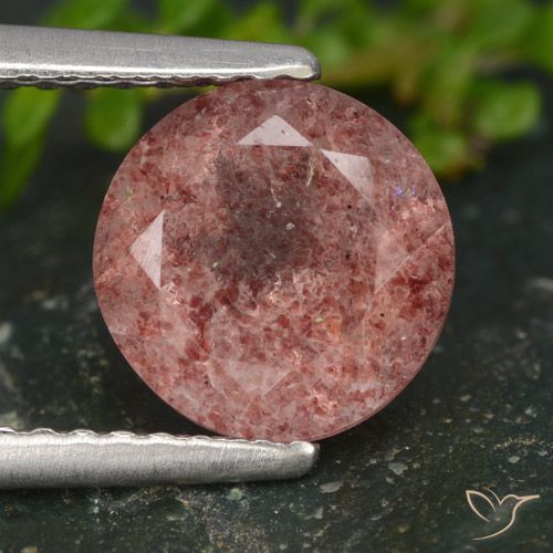 1.80ct Натуральный Средний розовый Клубничный кварц, Круглый, Полупрозрачный
