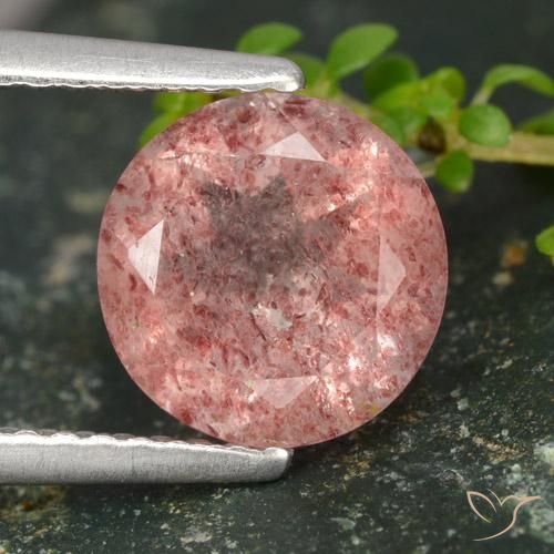1.78ct Натуральный Средний розовый Клубничный кварц, Круглый, Полупрозрачный