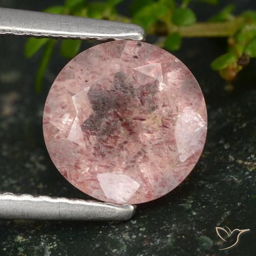 1.60ct Натуральный Средне-светло-розовый Клубничный кварц, Круглый, Полупрозрачный