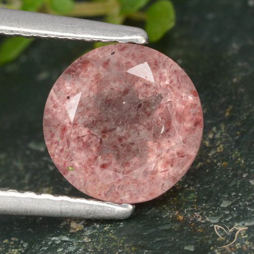 1.80ct Натуральный Землисто-розовый Клубничный кварц, Круглый, Полупрозрачный