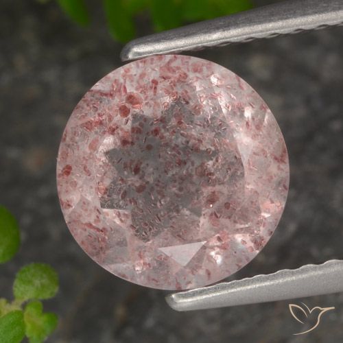 1.82ct Натуральный Светло-розовый Клубничный кварц, Круглый, Полупрозрачный