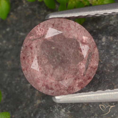 1.68ct Натуральный Средний розовый Клубничный кварц, Круглый, Полупрозрачный