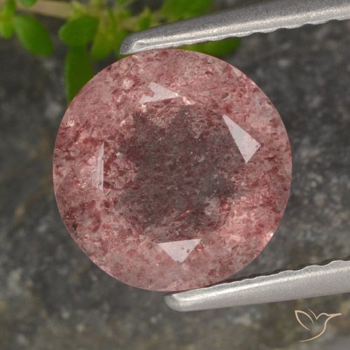 1.78ct Натуральный Оттенки розового Клубничный кварц, Круглый, Полупрозрачный