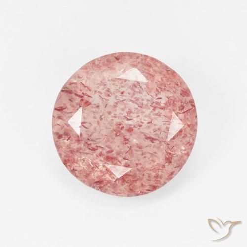 1.58ct Натуральный Землисто-розовый Клубничный кварц, Круглый, Полупрозрачный