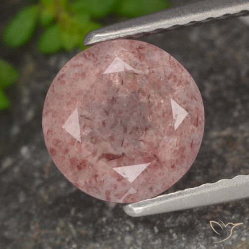 1.85ct Натуральный Светло-розовый Клубничный кварц, Круглый, Полупрозрачный