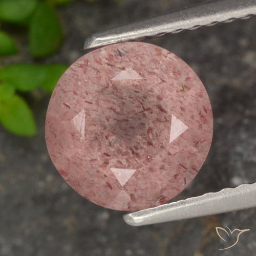 1.80ct Натуральный Землисто-розовый Клубничный кварц, Круглый, Полупрозрачный