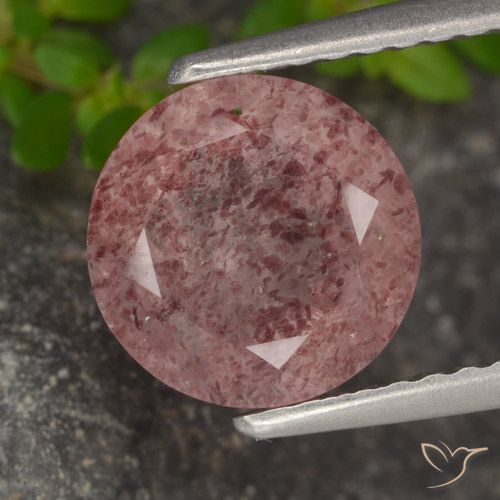 1.94ct Натуральный Средний розовый Клубничный кварц, Круглый, Полупрозрачный