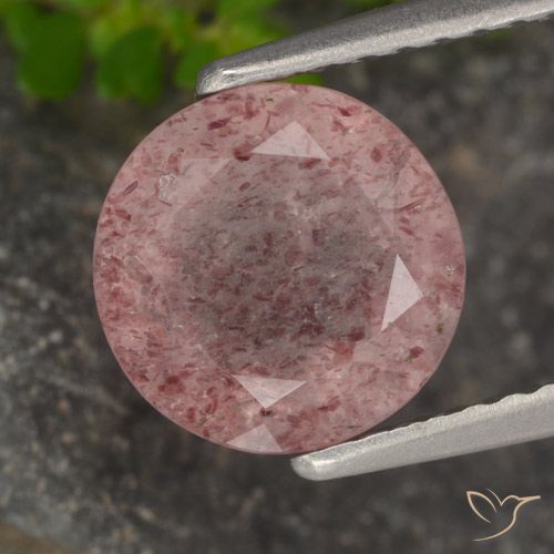 1.71ct Натуральный Розовый тон Клубничный кварц, Круглый, Полупрозрачный