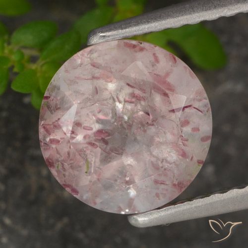 1.72ct Натуральный Светло-розовый Клубничный кварц, Круглый, Полупрозрачный