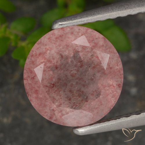 2.00ct Натуральный Средний розовый Клубничный кварц, Круглый, Полупрозрачный