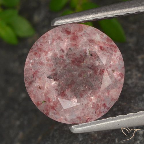 1.89ct Натуральный Оттенки розового Клубничный кварц, Круглый, Полупрозрачный