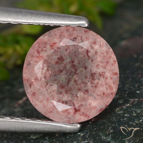 1.79ct Натуральный Оттенки розового Клубничный кварц, Круглый, Полупрозрачный