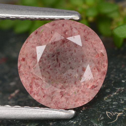 1.89ct Натуральный Оттенки розового Клубничный кварц, Круглый, Полупрозрачный