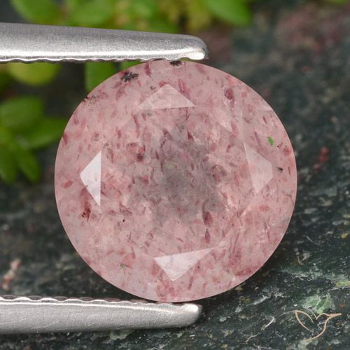 1.98ct Натуральный Кораллово-розовый Клубничный кварц, Круглый, Полупрозрачный