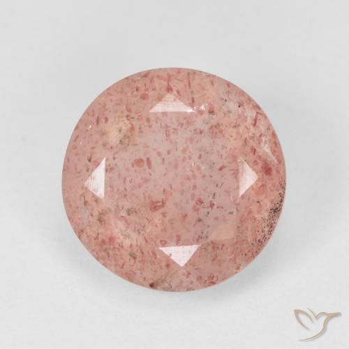 4.43ct Натуральный Оранжево-розовый Клубничный кварц, Круглый, Полупрозрачный