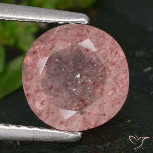 2.00ct Натуральный Средний розовый Клубничный кварц, Круглый, Полупрозрачный