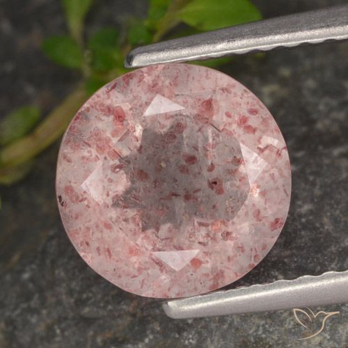1.89ct Натуральный Светло-розовый Клубничный кварц, Круглый, Полупрозрачный