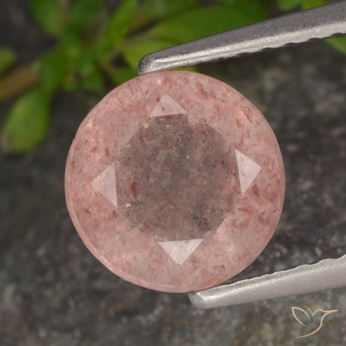 1.72ct Натуральный Средний розовый Клубничный кварц, Круглый, Полупрозрачный