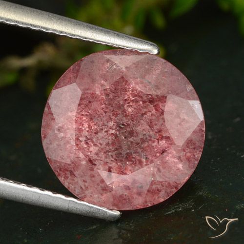 4.31ct Натуральный Темно-розовый Клубничный кварц, Круглый, Полупрозрачный