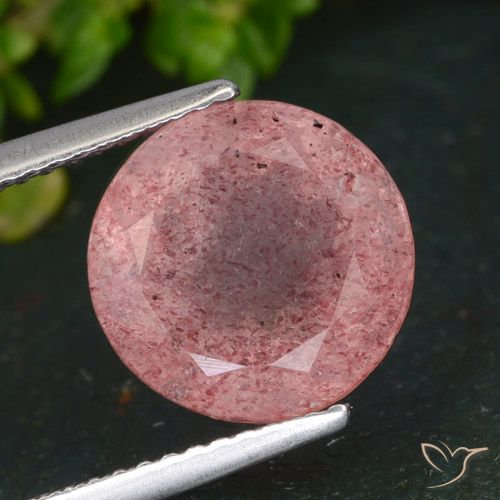 4.84ct Натуральный Темно-розовый Клубничный кварц, Круглый, Полупрозрачный