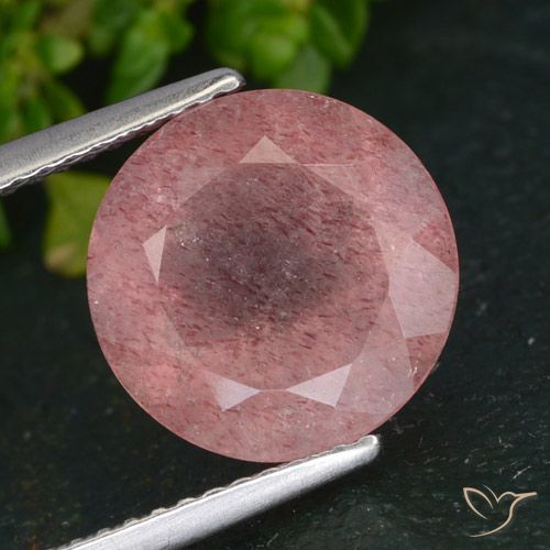 4.31ct Натуральный Оттенки розового Клубничный кварц, Круглый, Полупрозрачный