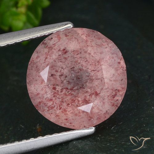 4.14ct Натуральный Оттенки розового Клубничный кварц, Круглый, Полупрозрачный