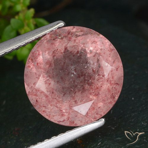 5.02ct Натуральный Оттенки розового Клубничный кварц, Круглый, Полупрозрачный