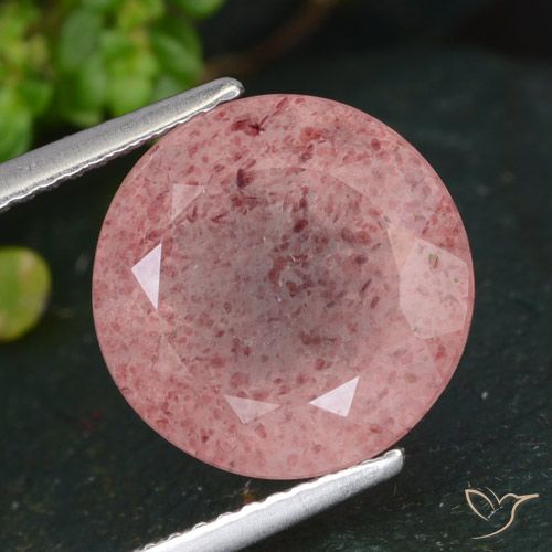 7.13ct Натуральный Оттенки розового Клубничный кварц, Круглый, Полупрозрачный