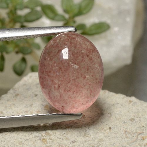 3.57ct Натуральный Глубокий розовый розовый Клубничный кварц, Овал, Полупрозрачный