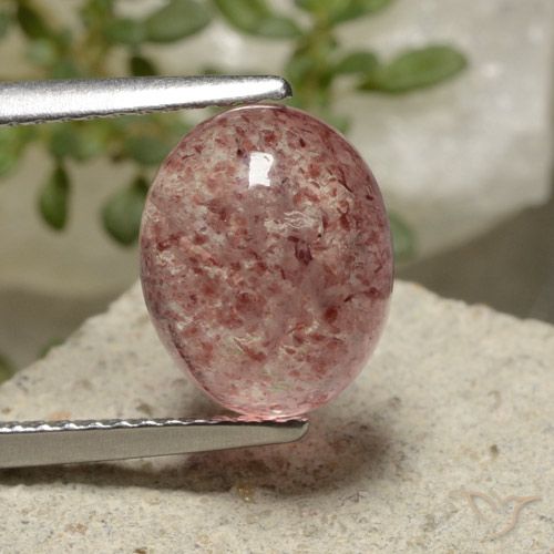 3.67ct Натуральный Оттенки розового Клубничный кварц, Овал, Полупрозрачный