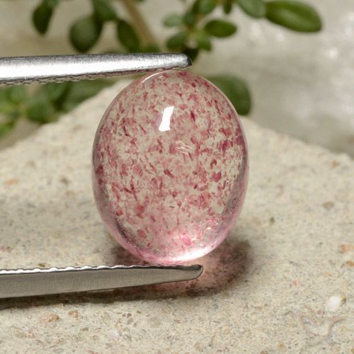 3.32ct Натуральный Средний розовый Клубничный кварц, Овал, Полупрозрачный